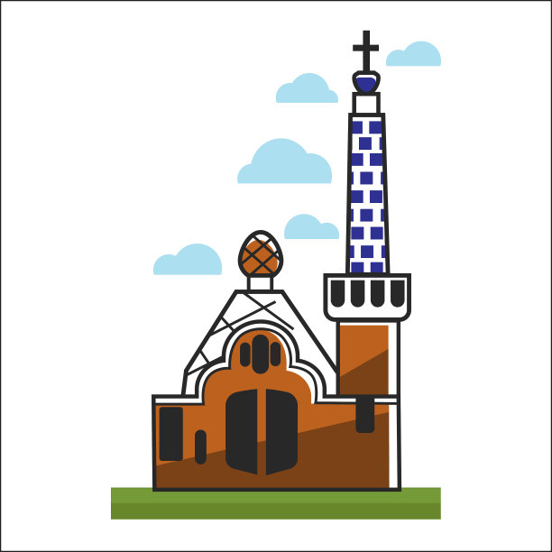 有大门和高塔的西班牙教堂图片下载