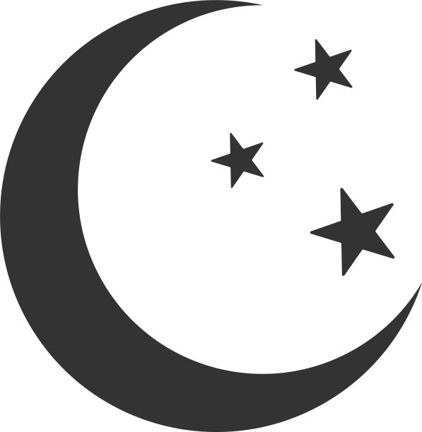 月亮和星星扁平设计图标图片下载