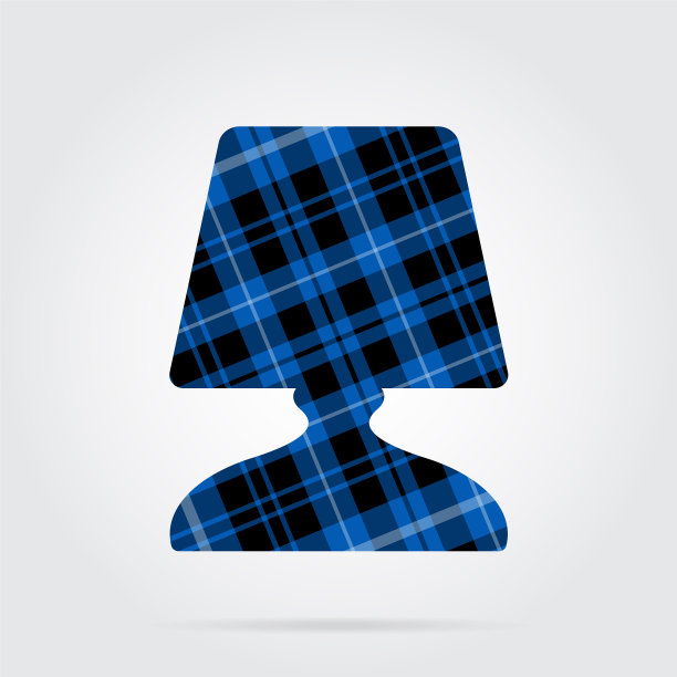 蓝黑色格子图案床头台灯图片下载
