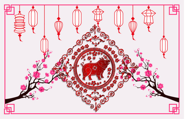 2019年农历猪年快乐图片下载