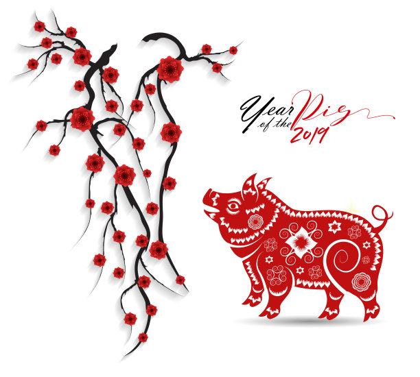 2019年农历猪年快乐图片下载