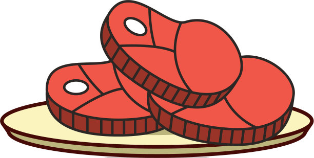 肉把食物切碎放在盘子里图片下载