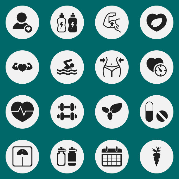 一组16可编辑的练习图标包括图片下载