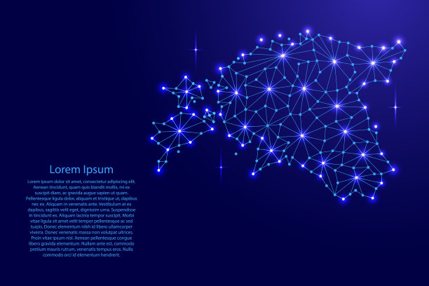 爱沙尼亚地图的多边形马赛克线网射线图片下载