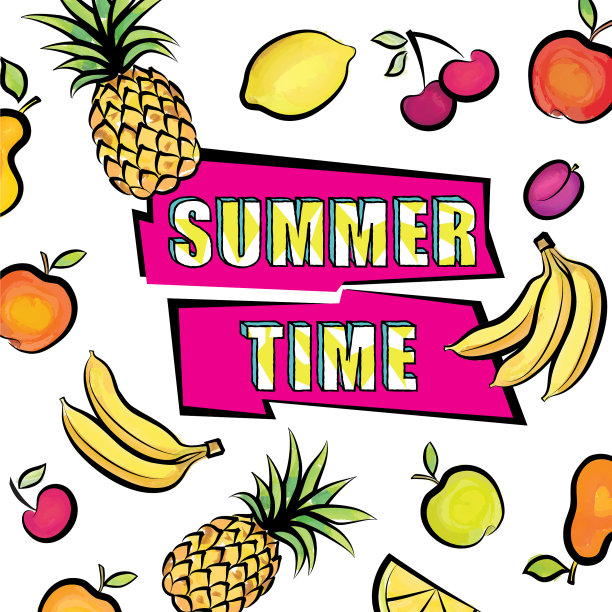 夏季时卡背景热带水果集图片下载