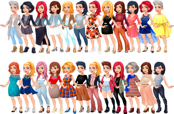 各式各样的女性时尚化身图片下载