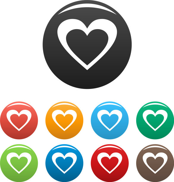 巨大的心形图标设置颜色图片下载