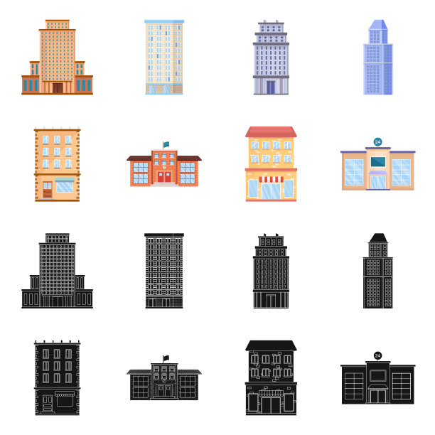 隔离对象的市政和中心标志集图片下载