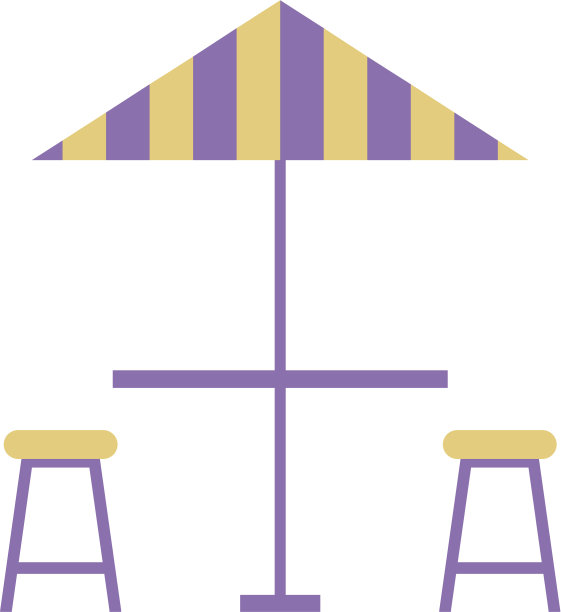 餐厅餐桌上有雨伞和椅子图片下载