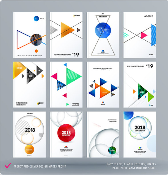 宣传册设计三角形模板色彩鲜艳图片下载