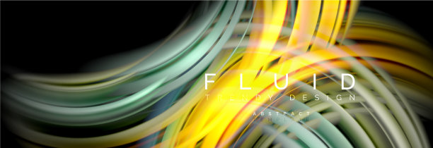 混合颜色波在黑色液体流动形状图片下载