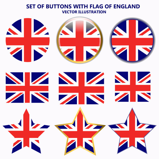 一套带有英国国旗的旗帜图片下载