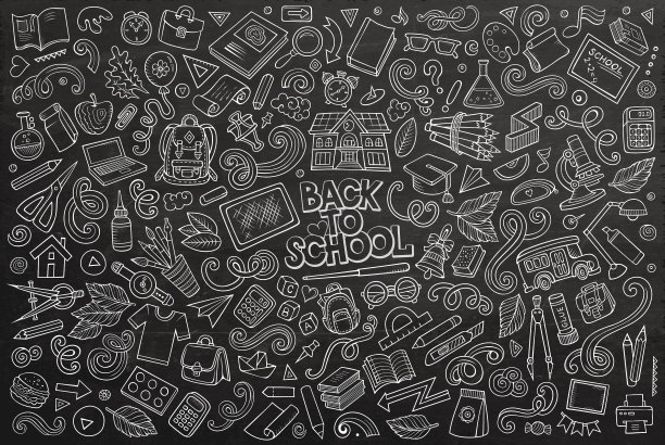 涂鸦卡通学校物品合集图片下载