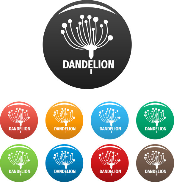 可爱的蒲公英标志图标设置颜色图片下载
