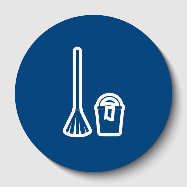 扫帚和桶标志白色轮廓图标图片下载