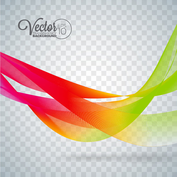 飘逸的彩色波浪透明设计图片下载