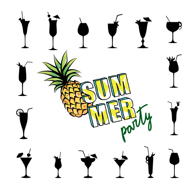 夏日派对卡片背景热带水果图片下载