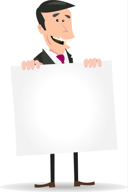 白人商人举着空白牌子图片下载