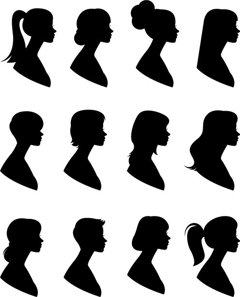 一组剪影，一个女人的肖像图片下载