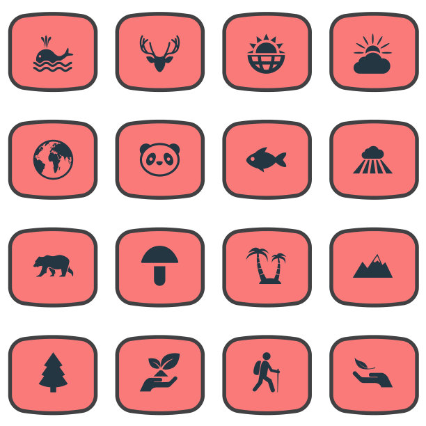 一组简单的自然图标图片下载