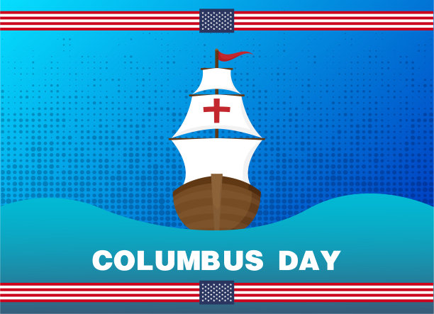 快乐哥伦布日平设计贺卡图片下载