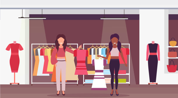 混合比赛女售货员拿着服装时尚图片下载