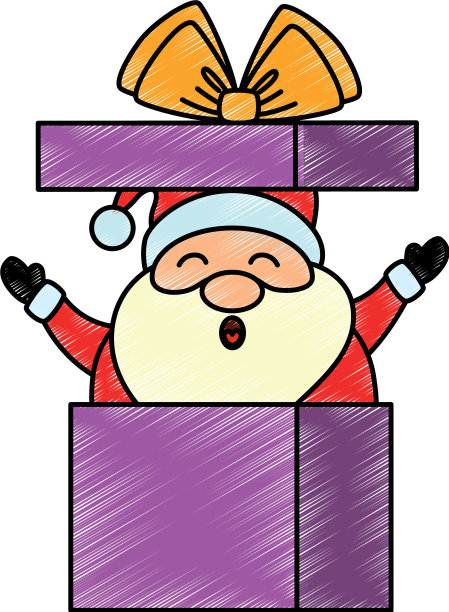 可爱的圣诞老人在礼盒人物图片下载