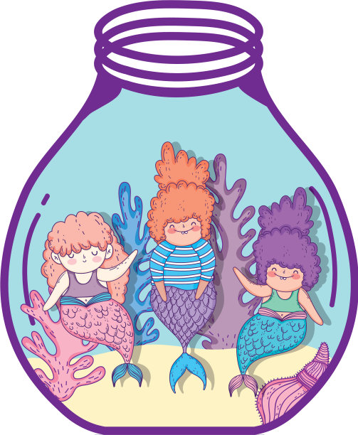 美丽的美人鱼在梅森坛子童话图片下载