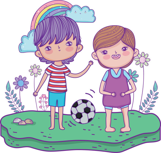 快乐的小男孩们在操场上踢足球图片下载