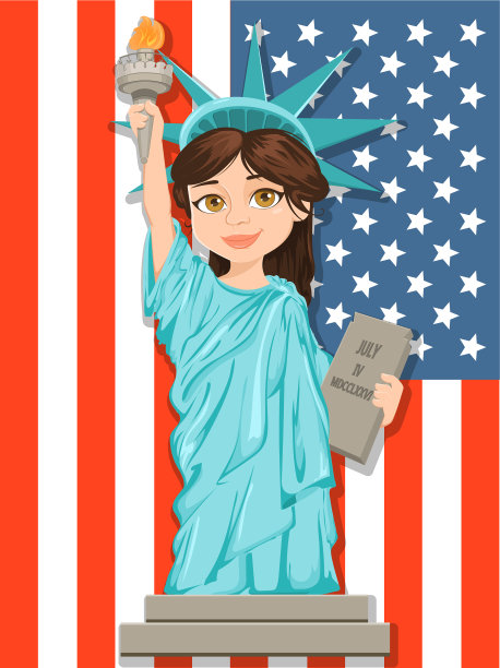 自由女神像7月4日独立日可爱图片下载