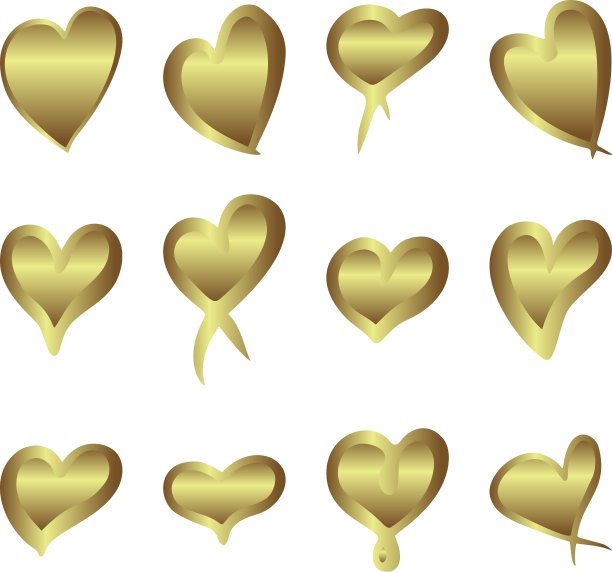 金梯度箔心set情人节爱情图片下载