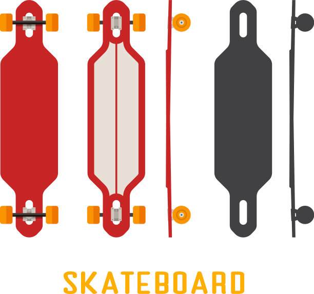 长滑板底部和顶部视图图片下载