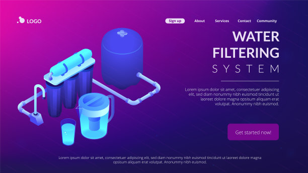 水过滤系统概念等距3d图片下载