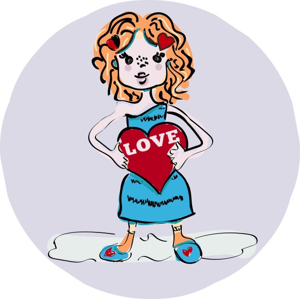 卡通可爱的恋爱小女孩图片下载