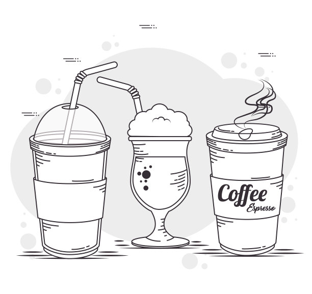 手绘套装咖啡图片下载