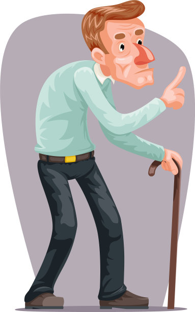 老人弯腰行走，智者道德说教图片下载