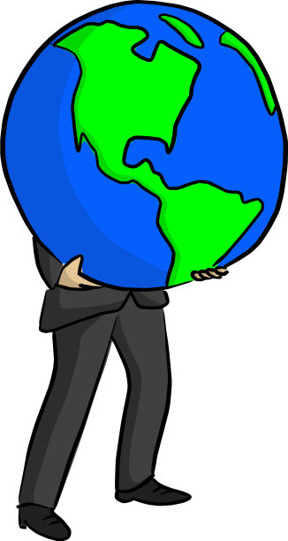 商人捧着巨大的蓝色星球地球图片下载
