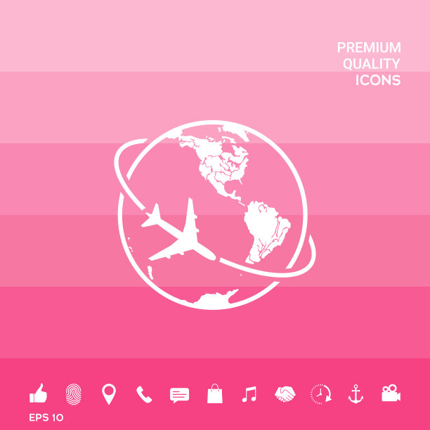 飞机绕地球飞行标志标志图片下载