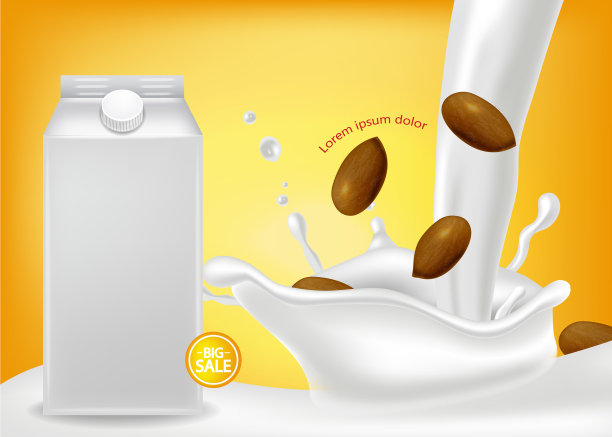 杏仁奶逼真的产品植入图片下载