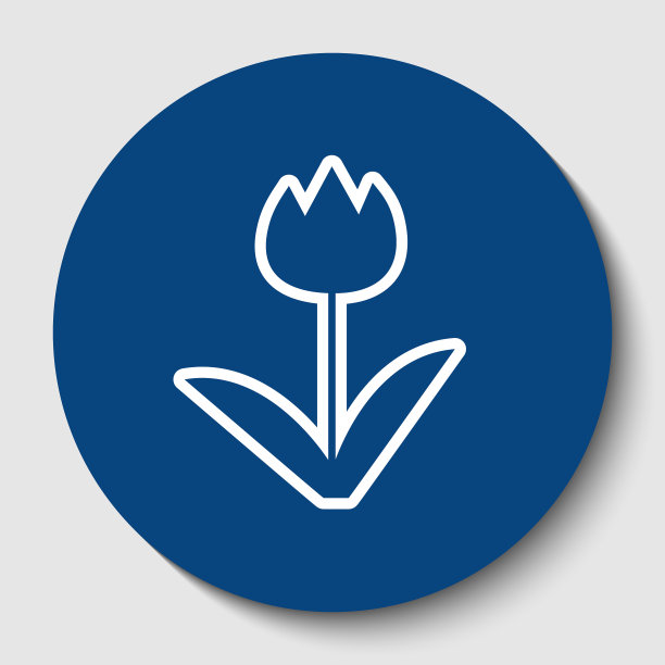 郁金香标志白色轮廓图标在黑暗图片下载