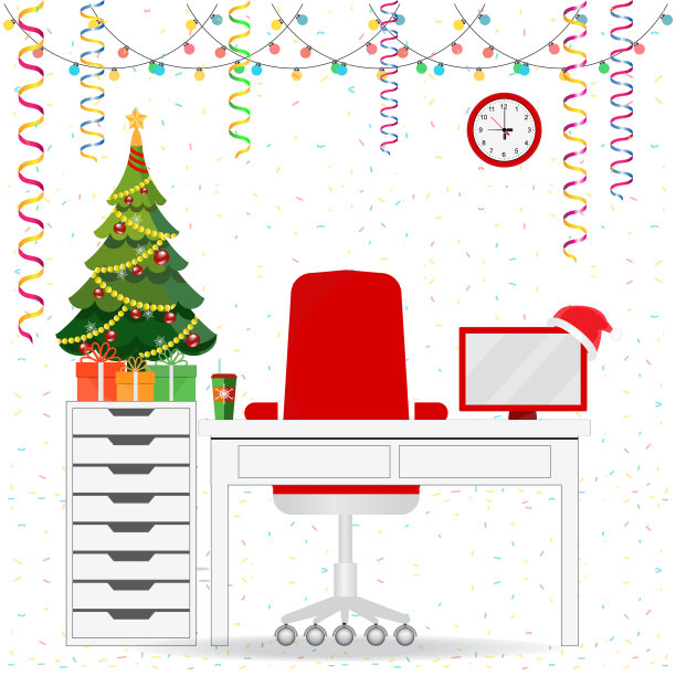 圣诞节和新年在现代办公场所图片下载