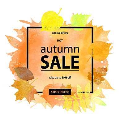 秋叶叶水彩图片下载