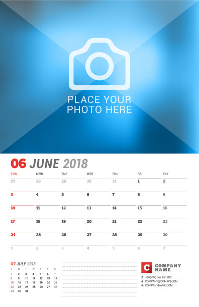 挂历计划2018年6月打印图片下载