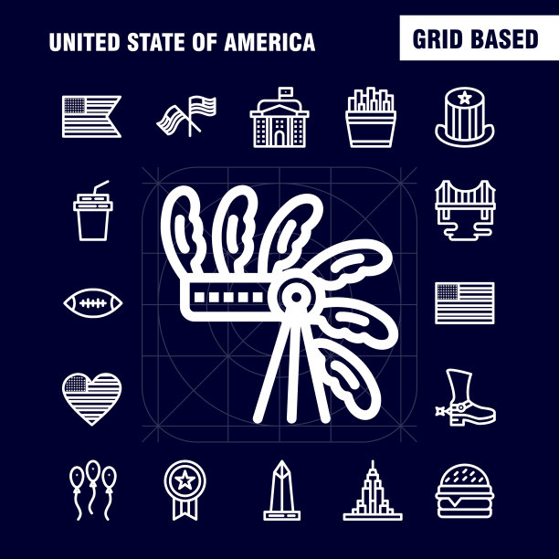 美国线图标包设计师和开发人员图片下载