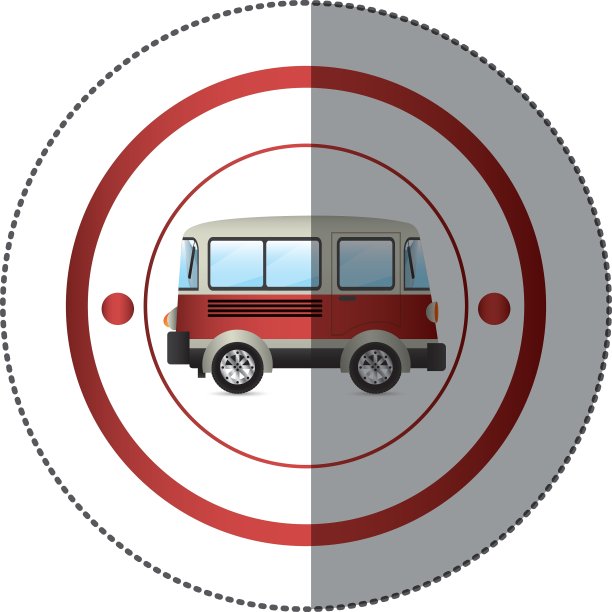 贴纸用圆形与彩色红色货车图片下载