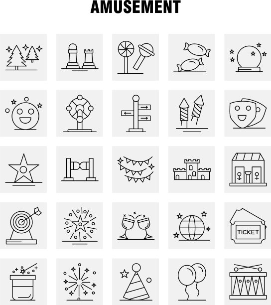 娱乐线图标为网页印刷和移动uxui图片下载