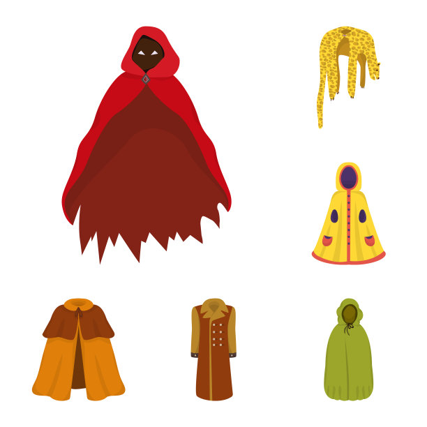 隔离对象的斗篷和衣服的图标集图片下载