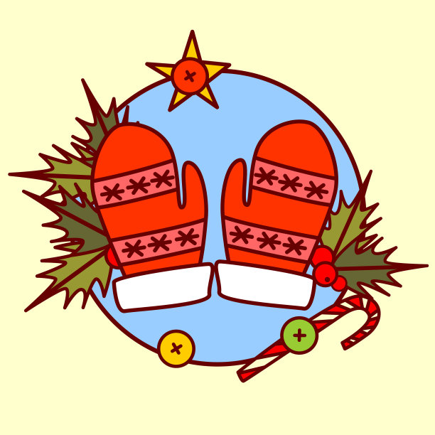 可爱的手套图标圣诞快乐和快乐的新图片下载