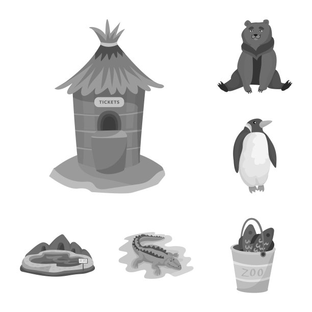 动物园的设计和动物园的公园标志集图片下载