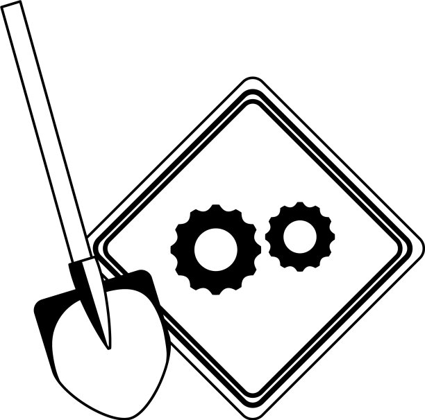 信号与齿轮和铲子孤立图标图片下载